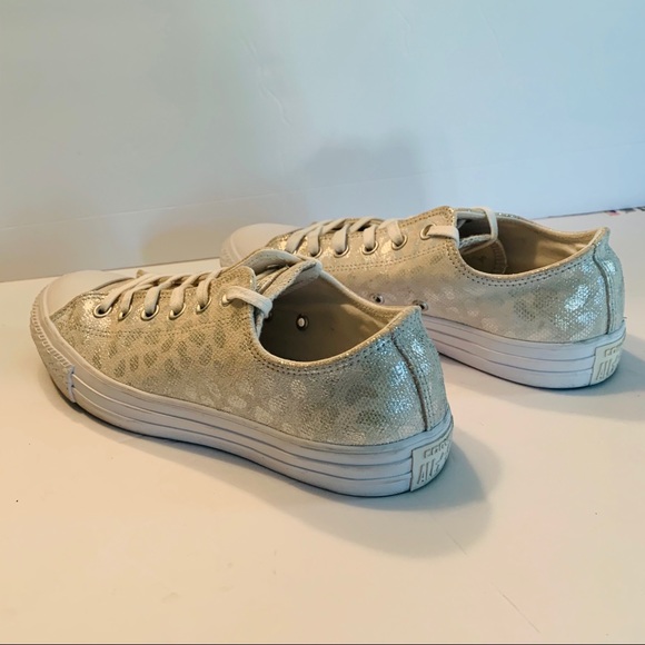 Converse Silver Metallic Leopard Print Tennis Shoe - Picture 10 of 15